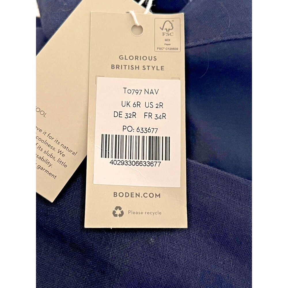 NWT Boden 100% Linen Wide Leg Jumpsuit Women's 2R Halter Neck Navy Blue Resort - Picture 13 of 13